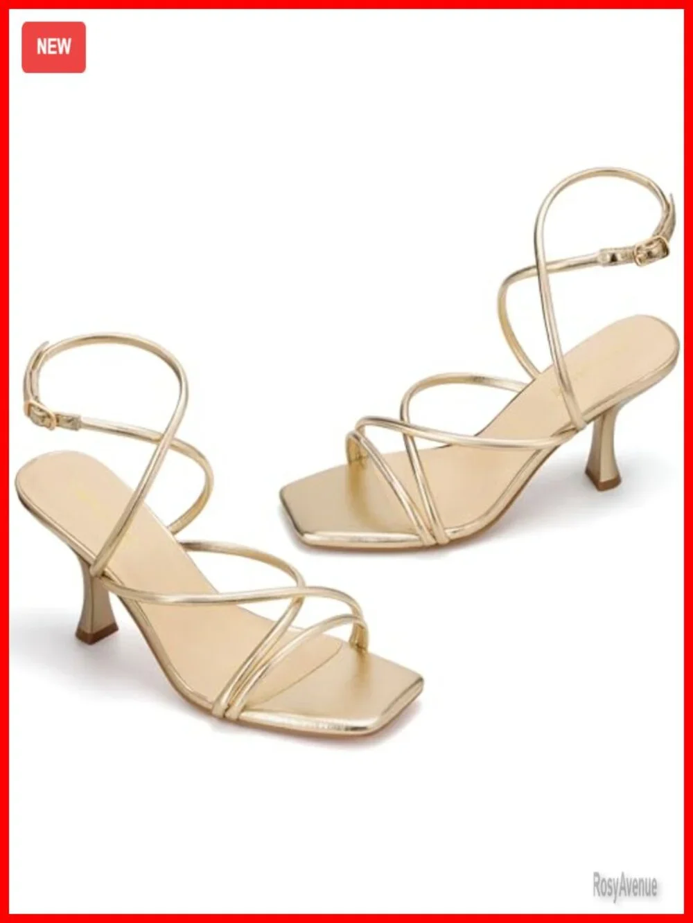Strappy Lace Up Heeled Sandals Kitten Heel Square Toe